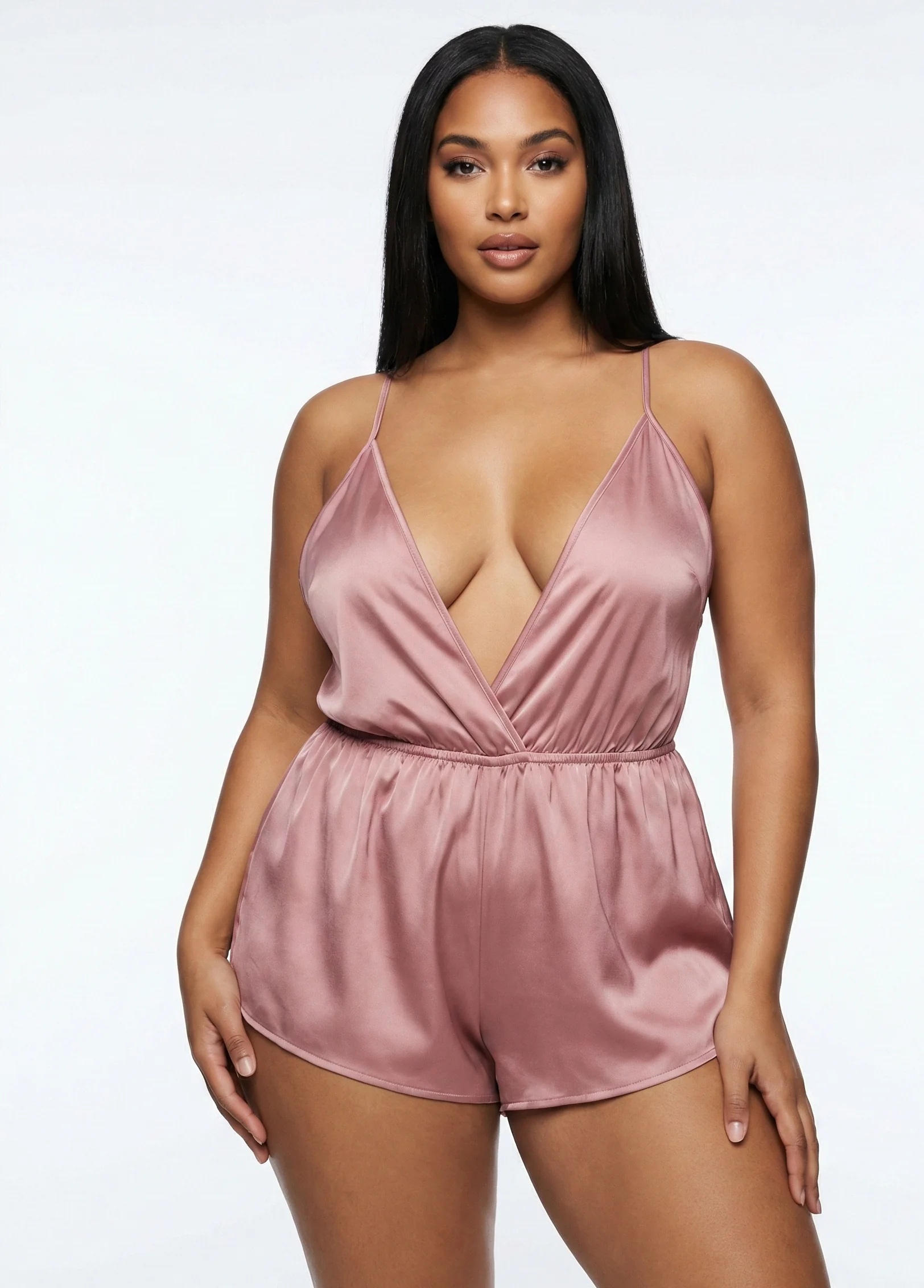 Saten Volanlı Tulum